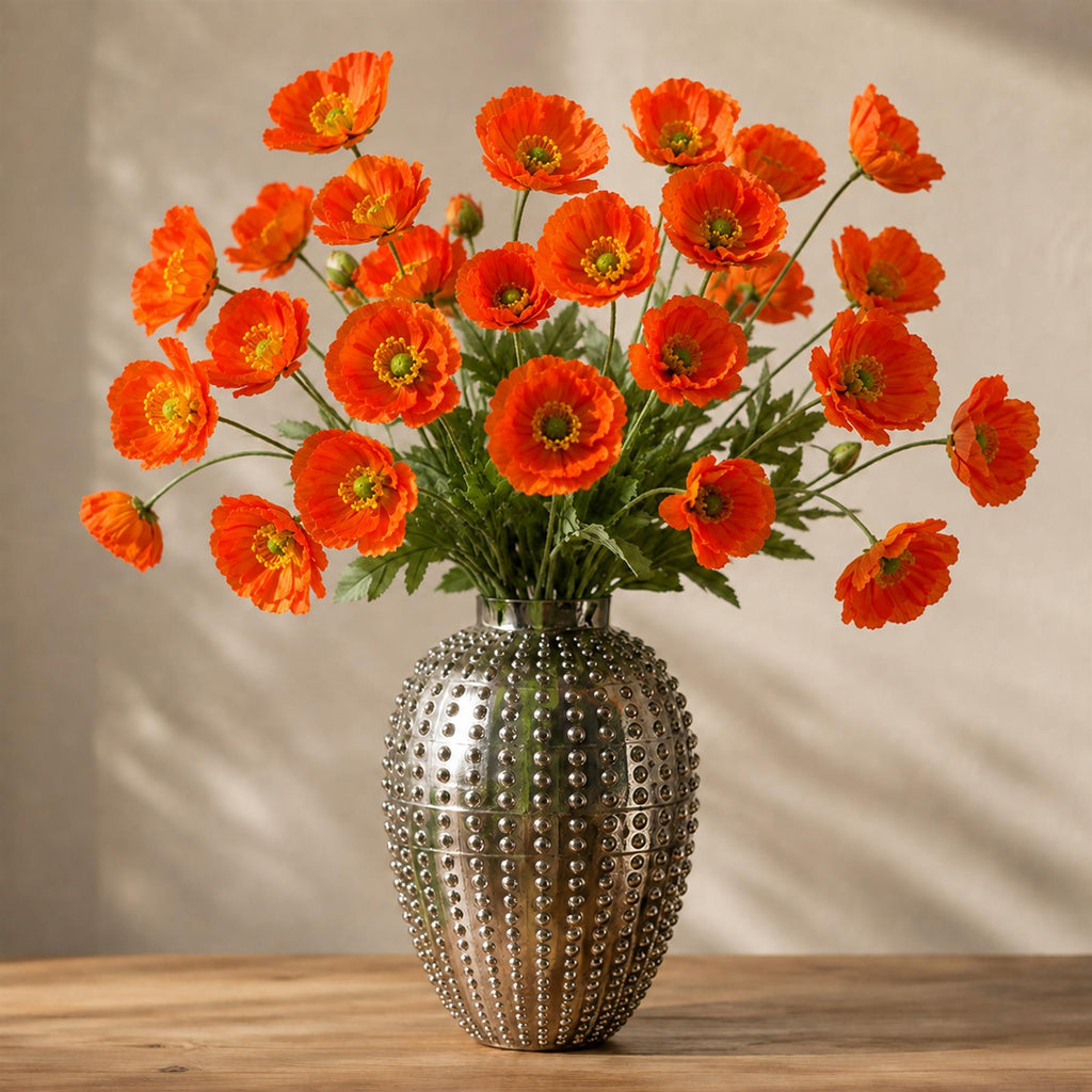 Pack of 6 x 60cm Artificial Red Poppy Sprays - 4 Flowers Each