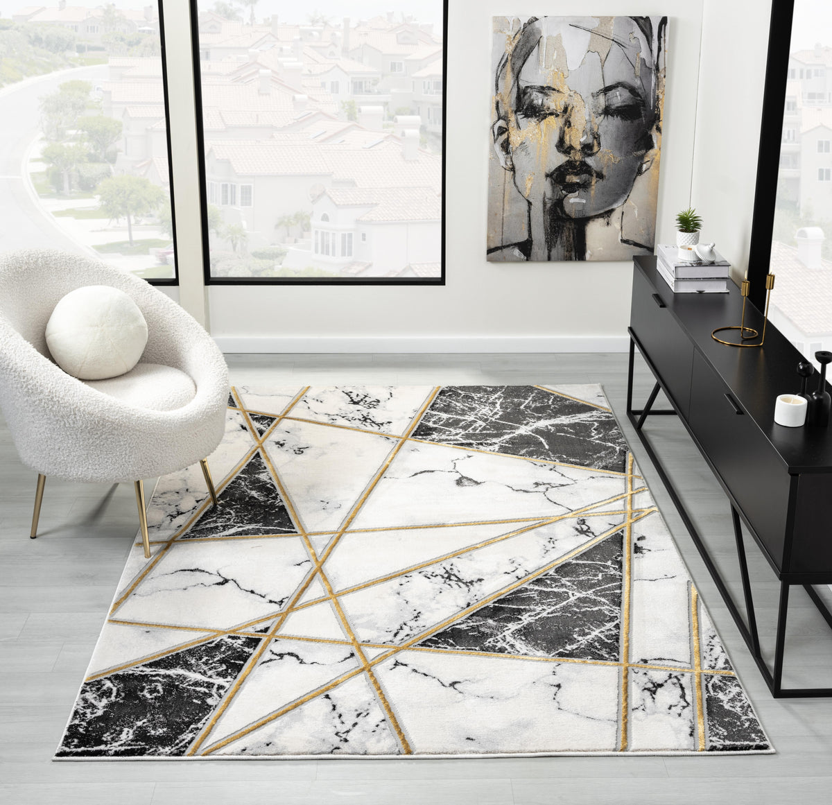 Bianco 185Ma Black/Cream Rug