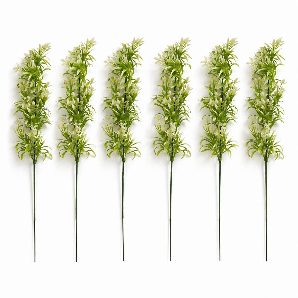 Pack of 6 x 48cm Artificial White Blossom Spray Stem