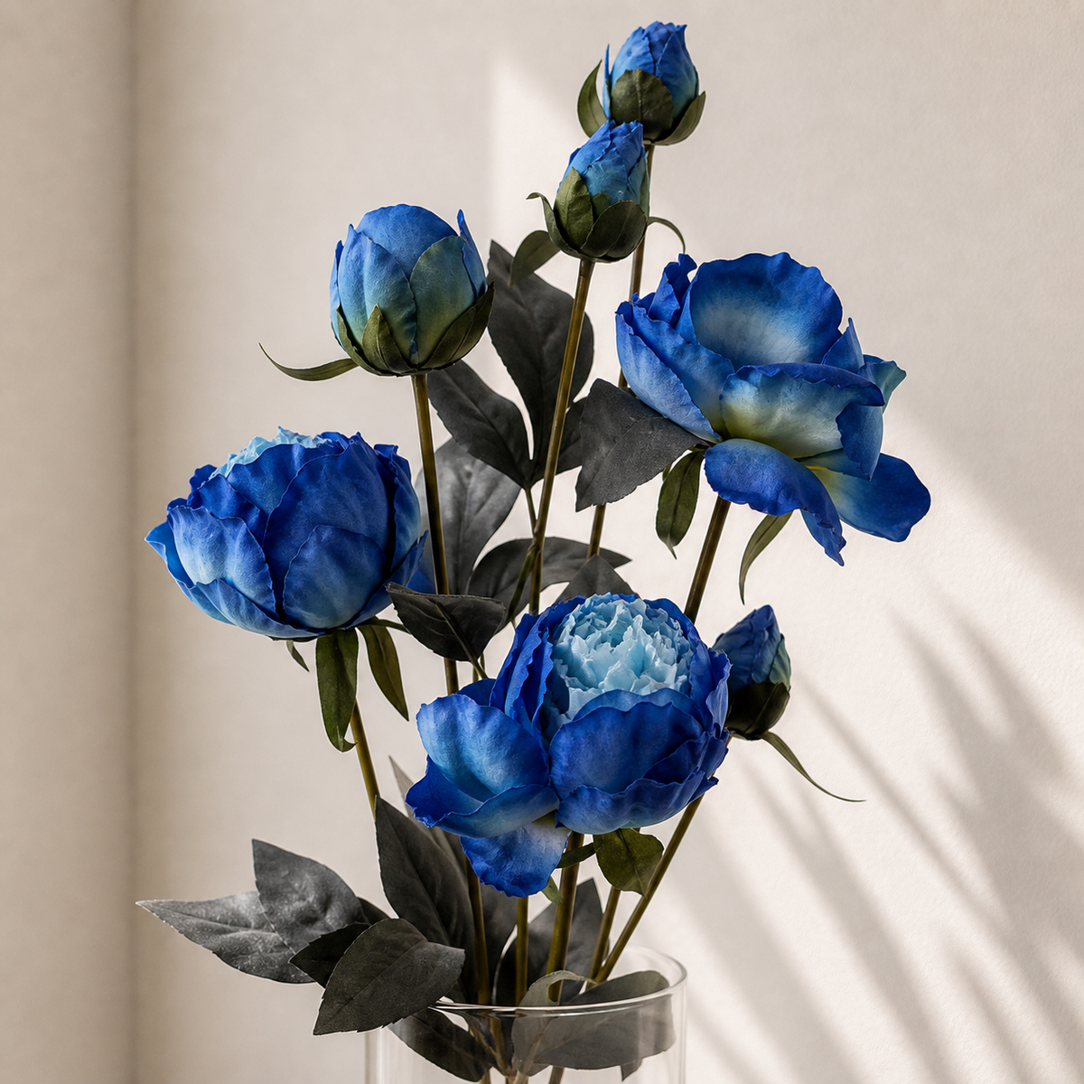 55cm Blue Peony Artificial Flowers Spray