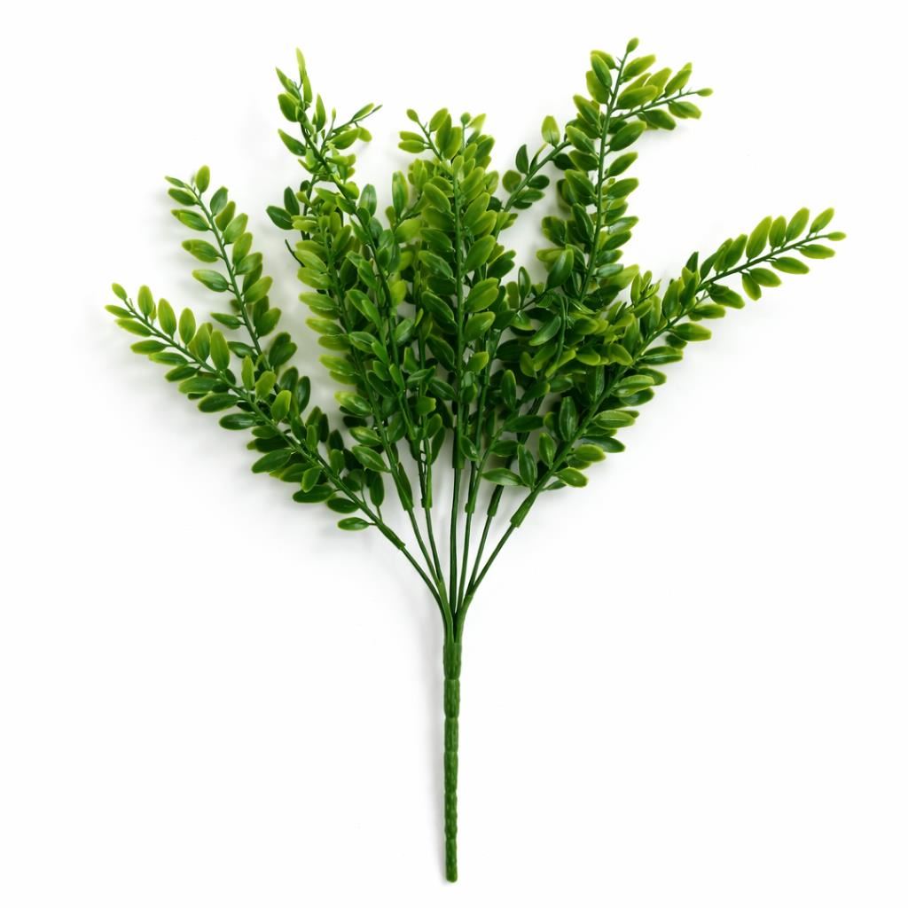 Pack of 6 x 32cm Artificial Boxwood Style Foliage Spray Stem Faux Green Leaf Bush