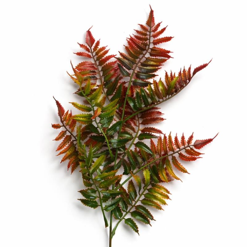 50cm Artificial Fern Spray Stem - Autumn Orange