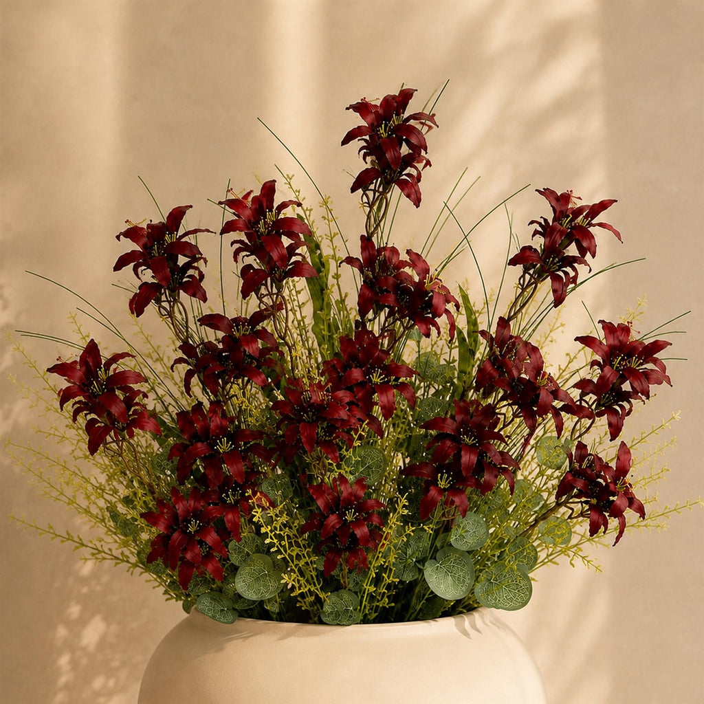 50cm Artificial Burgundy Lily Wildflower Bouquet