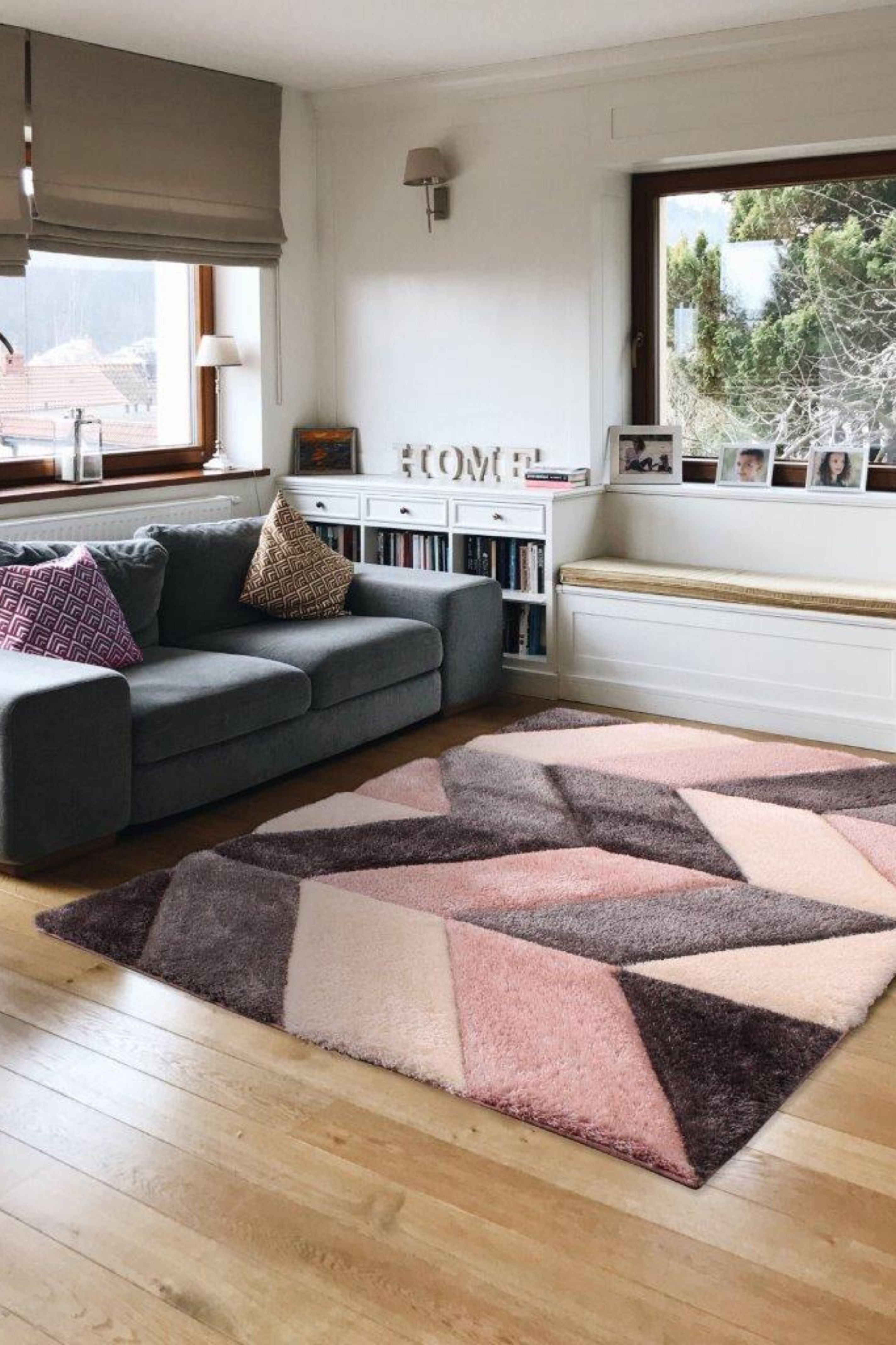 3D Carved Blazon Blush Rug