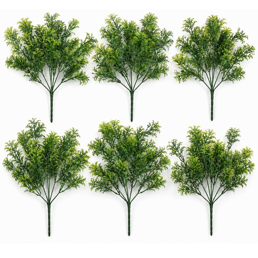 Pack of 6 x 32cm Artificial Fern Foliage Spray Stem Faux Green Decorative Fillers