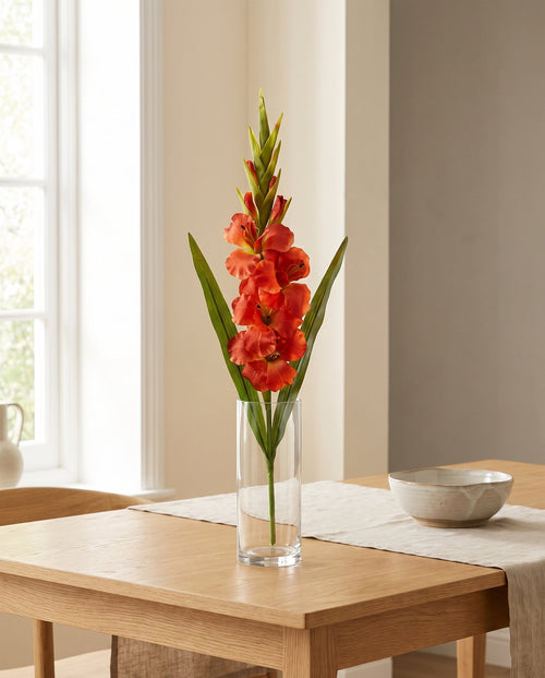 115cm Artificial Orange Gladioli Stem styled in a room