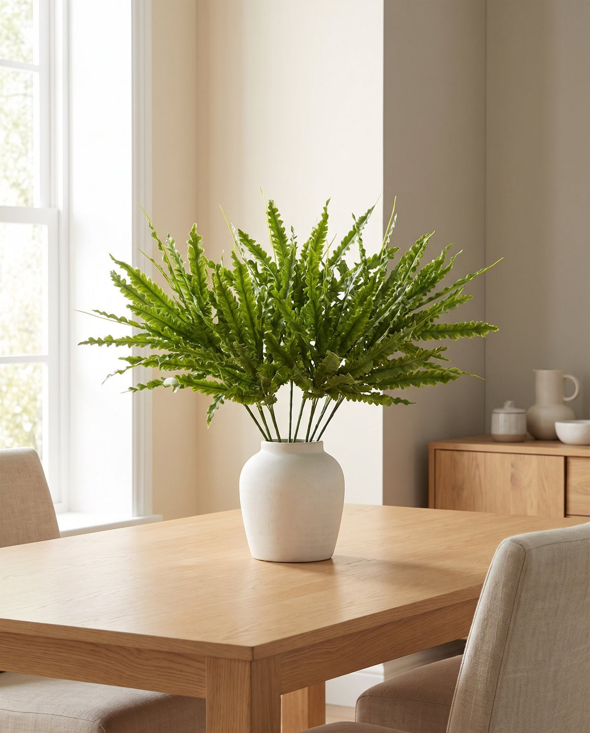12 x 40cm Artificial Crocodile Fern Plant styled in a room
