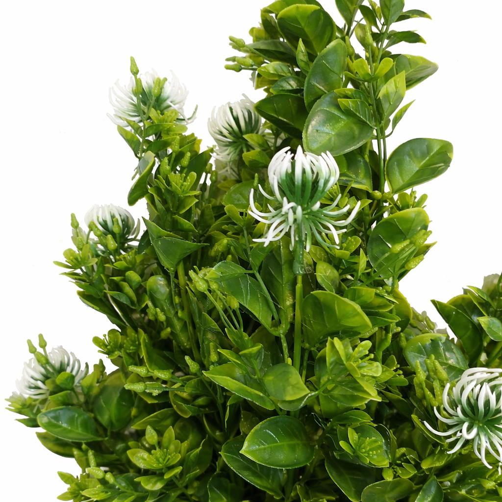 75cm Artificial Boxwood & Budding Foliage Bush Stem