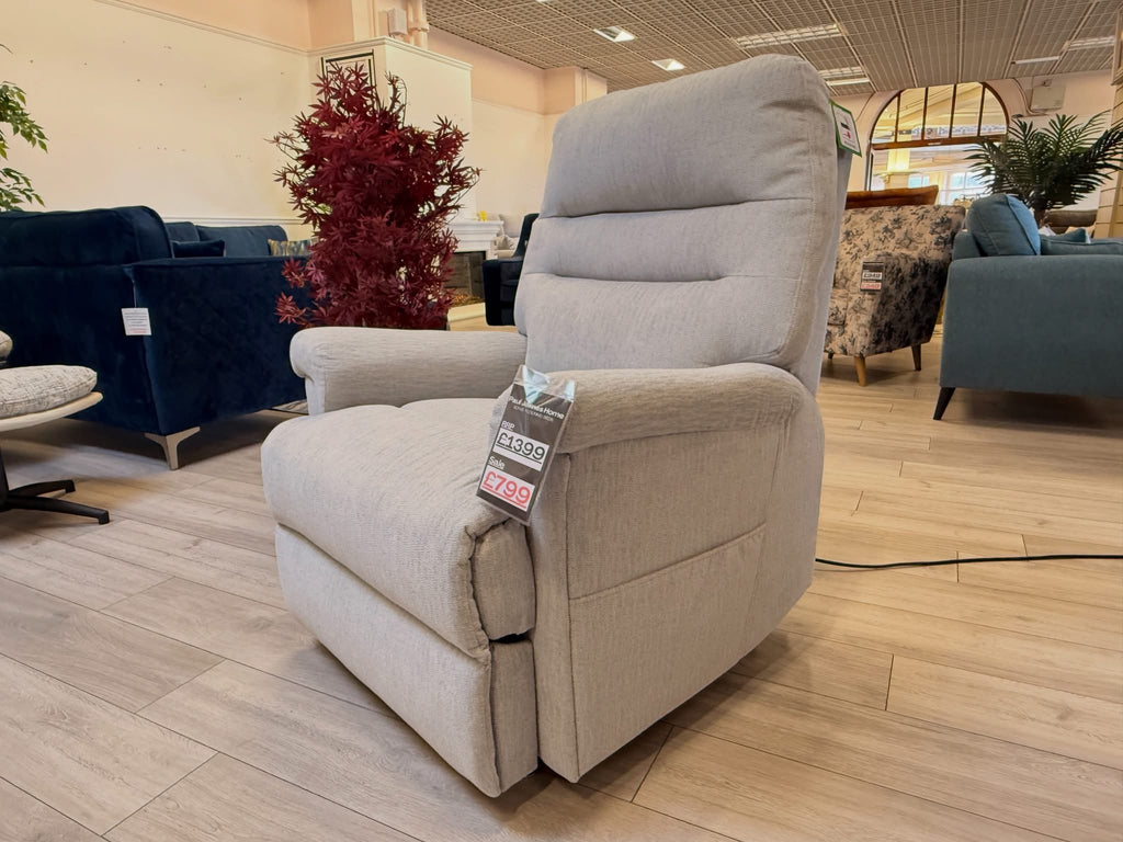 Serenity Lift & Rise Recliner Chair – Soft Silver Grey Fabric