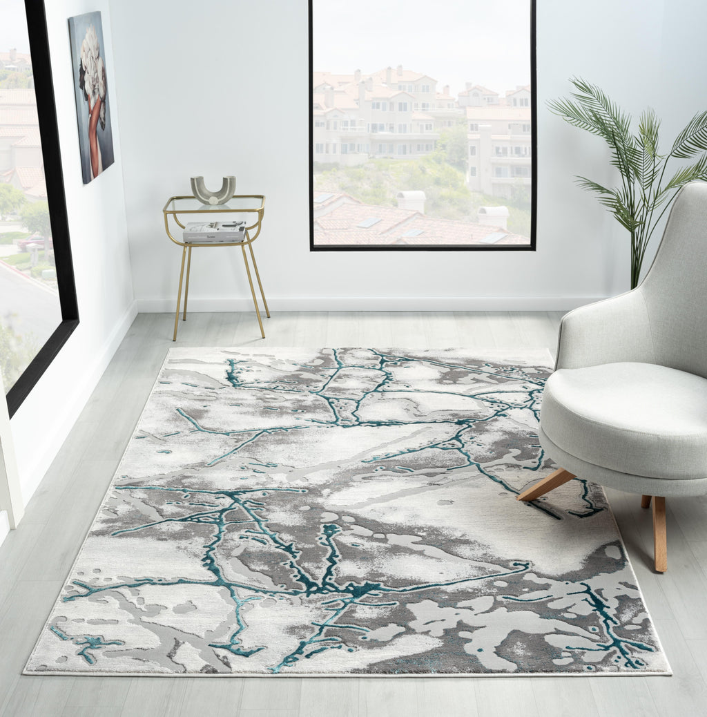 Bianco 185Kb Cream / Teal Rug