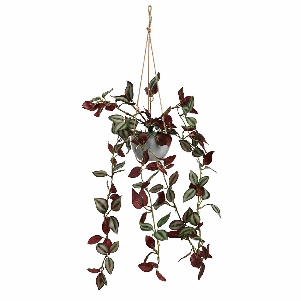 70cm Artificial Purple Tradescantia Zebrina Hanging Plant in Grey Pot