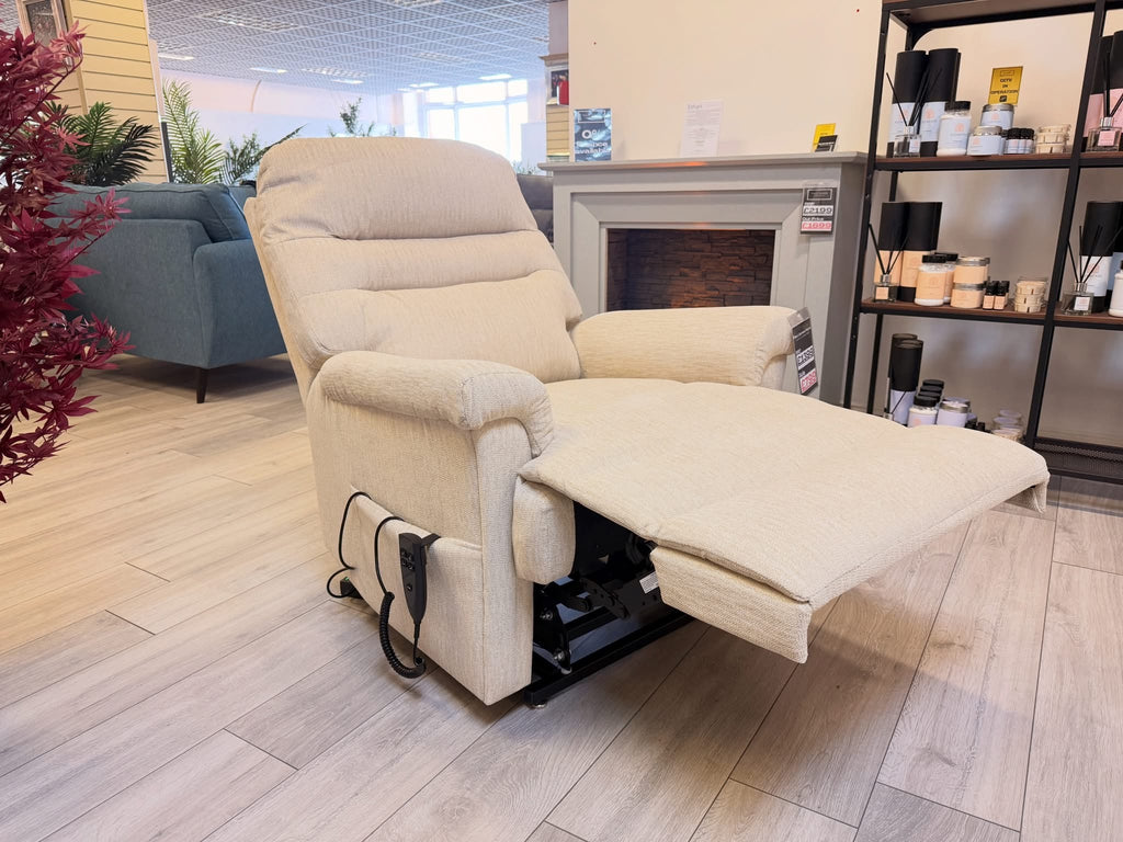 Serenity Lift & Rise Recliner Chair – Natural Beige Fabric