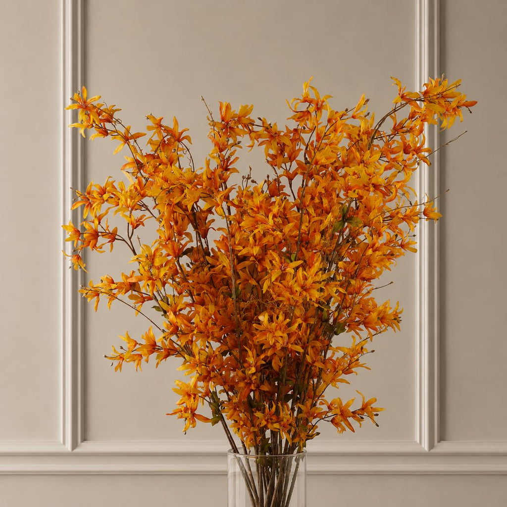 6x 130cm Yellow Blossom Floral Spray Artificial styled in a room