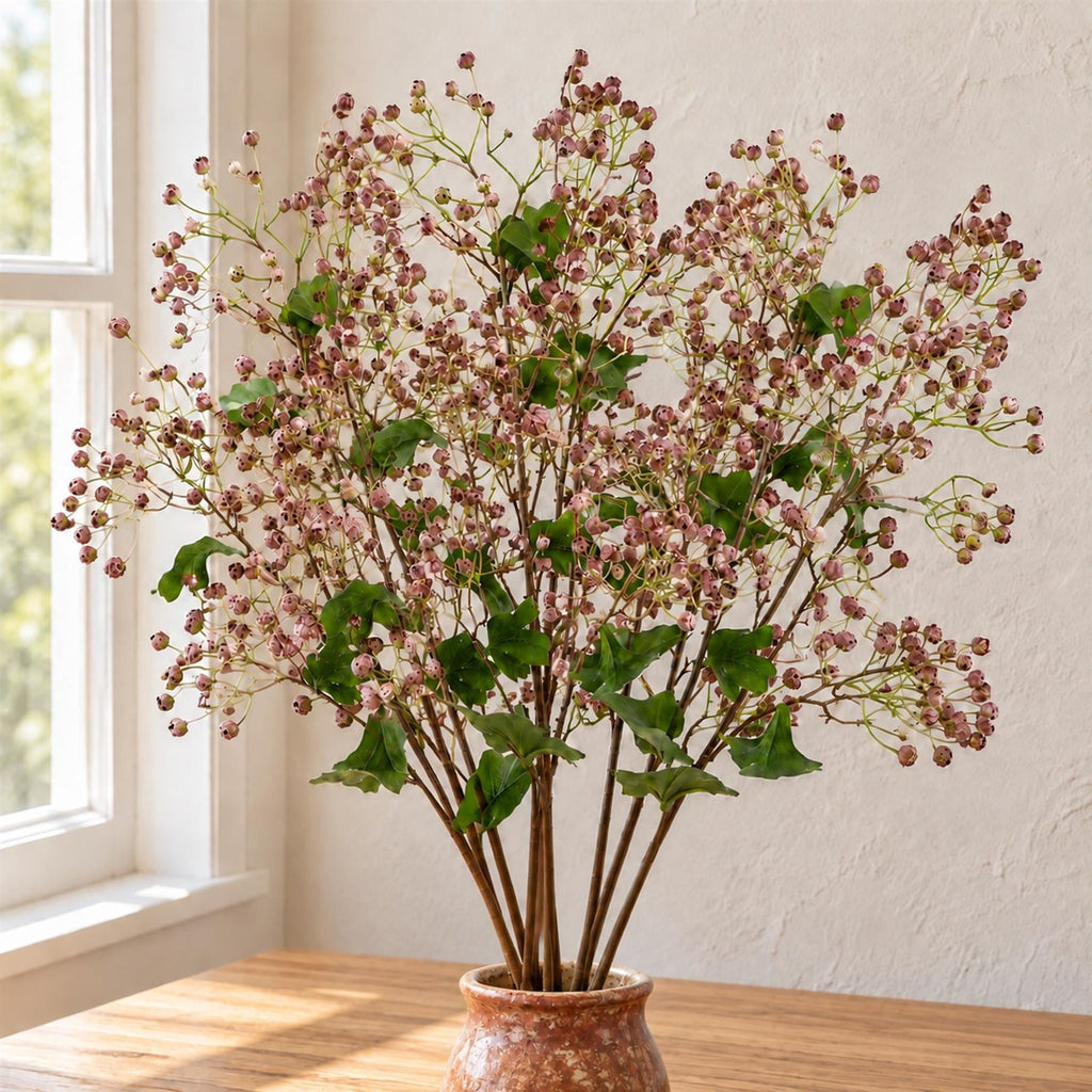 86cm Artificial Dusky Pink Daphne Berry Spray
