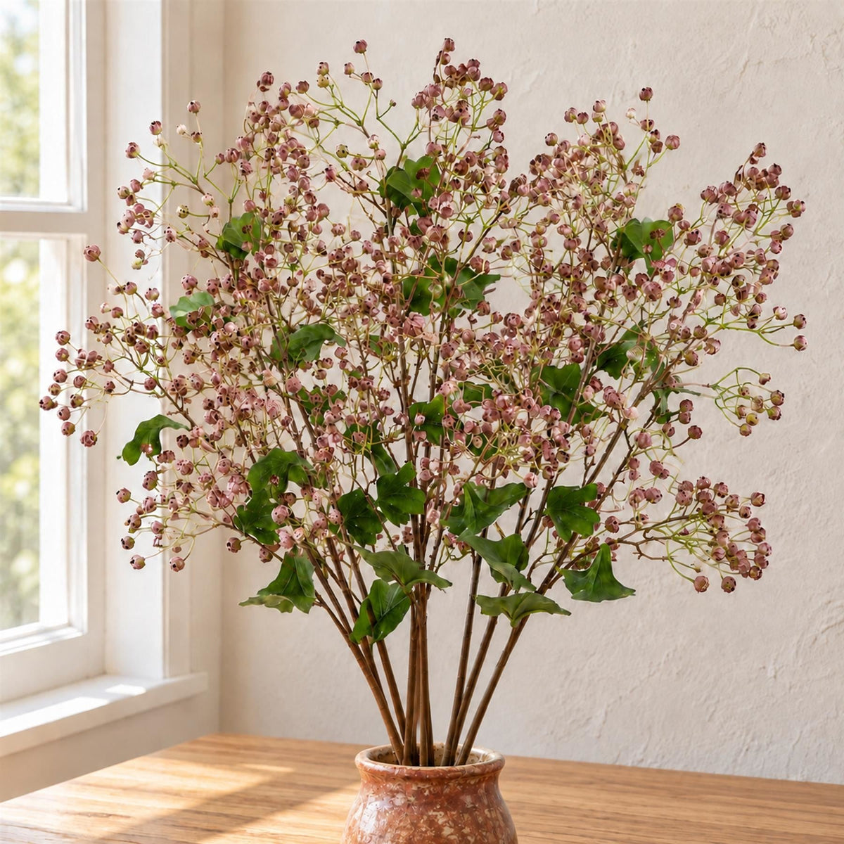 86cm Artificial Dusky Pink Daphne Berry Spray