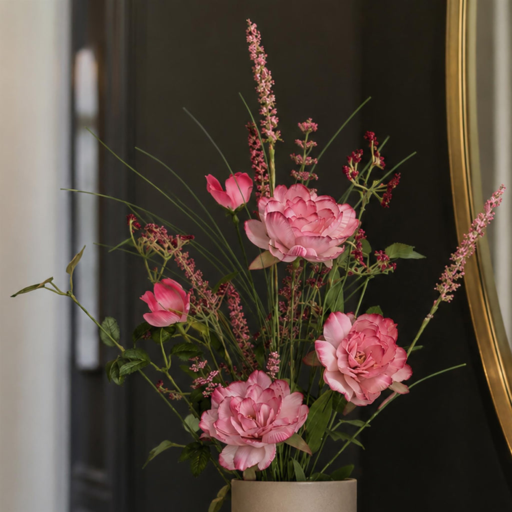 52cm Artificial Pink Peony Wildflower Bouquet