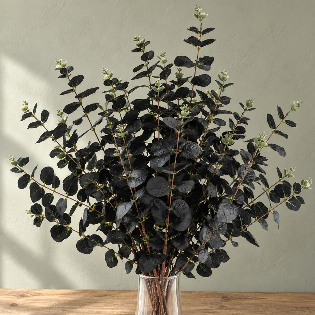 Pack of 6 x 80cm Black Eucalyptus Foliage Stem styled in a room