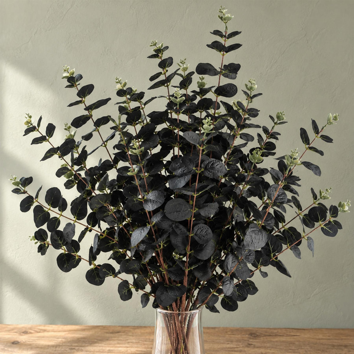 Pack of 6 x 80cm Black Eucalyptus Foliage Stem styled in a room