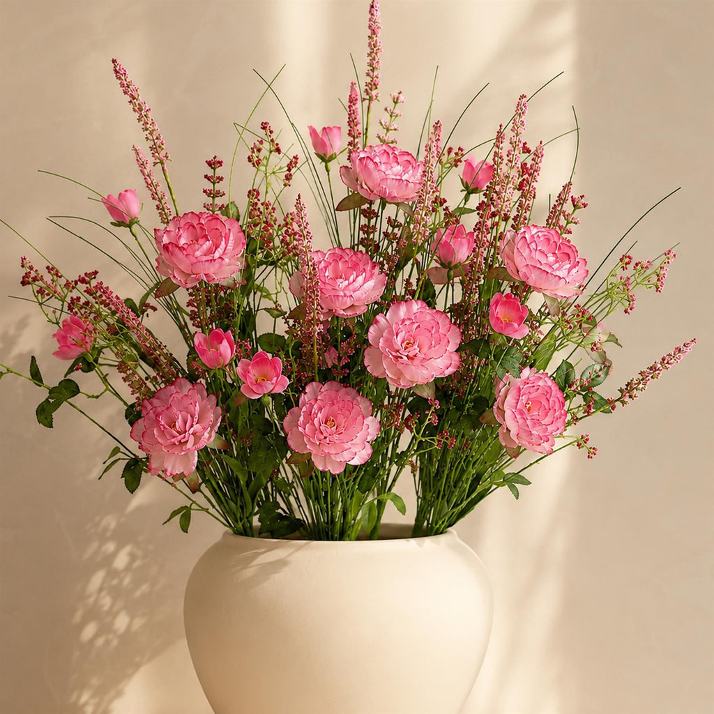 52cm Artificial Pink Peony Wildflower Bouquet