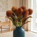 Pack of 6 x 70cm Globe Thistle Yellow Ball Artificial Flower Stem styled in a room