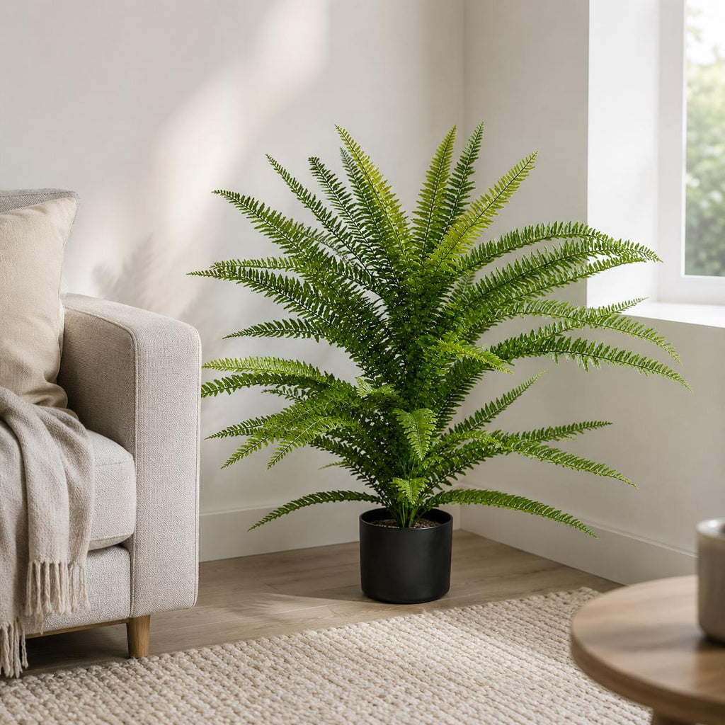 75cm Fire Retardant Plastic Boston Fern Plant with 49 Leaves