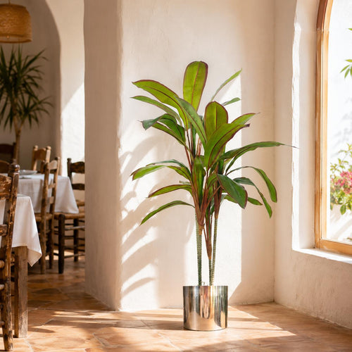 100cm Artificial Potted Dracaena Tropical Plant with Silver Metal Plater