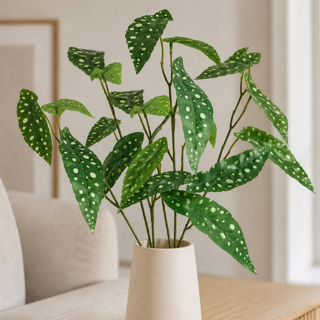 80cm Artificial Begonia Maculata Polka Dot Foliage Stem