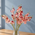 Pack of 6 x 80cm Pink Artificial Mini Orchid Stem styled in a room