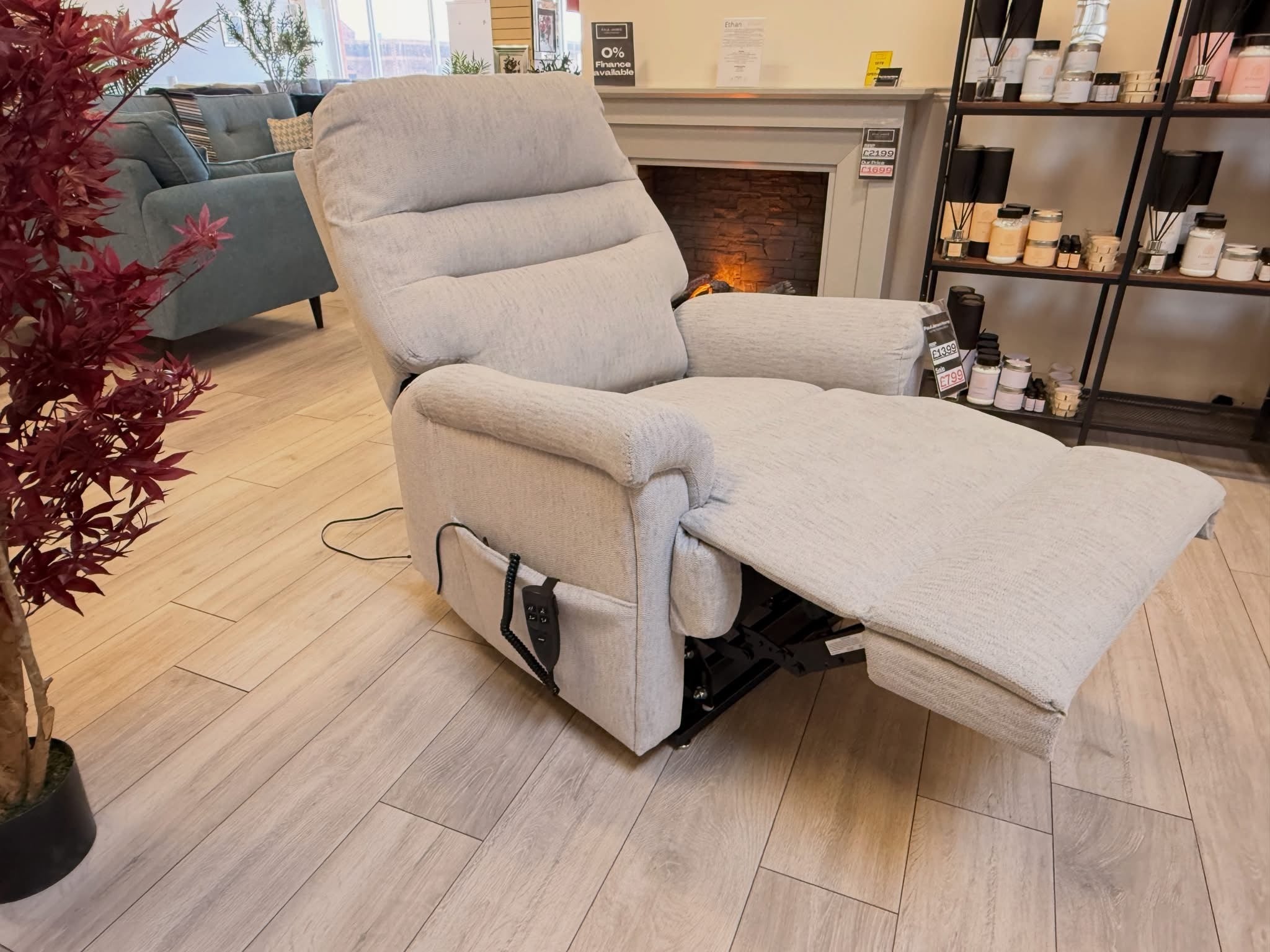 Serenity Lift & Rise Recliner Chair – Soft Silver Grey Fabric