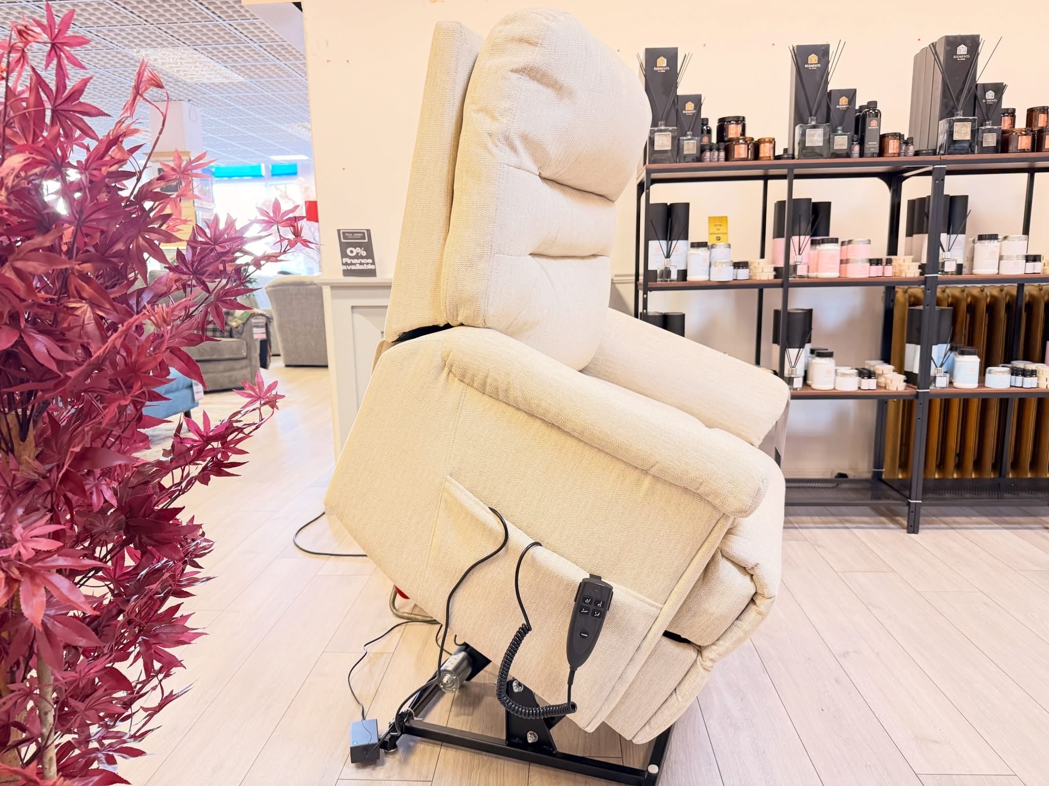 Serenity Lift & Rise Recliner Chair – Natural Beige Fabric