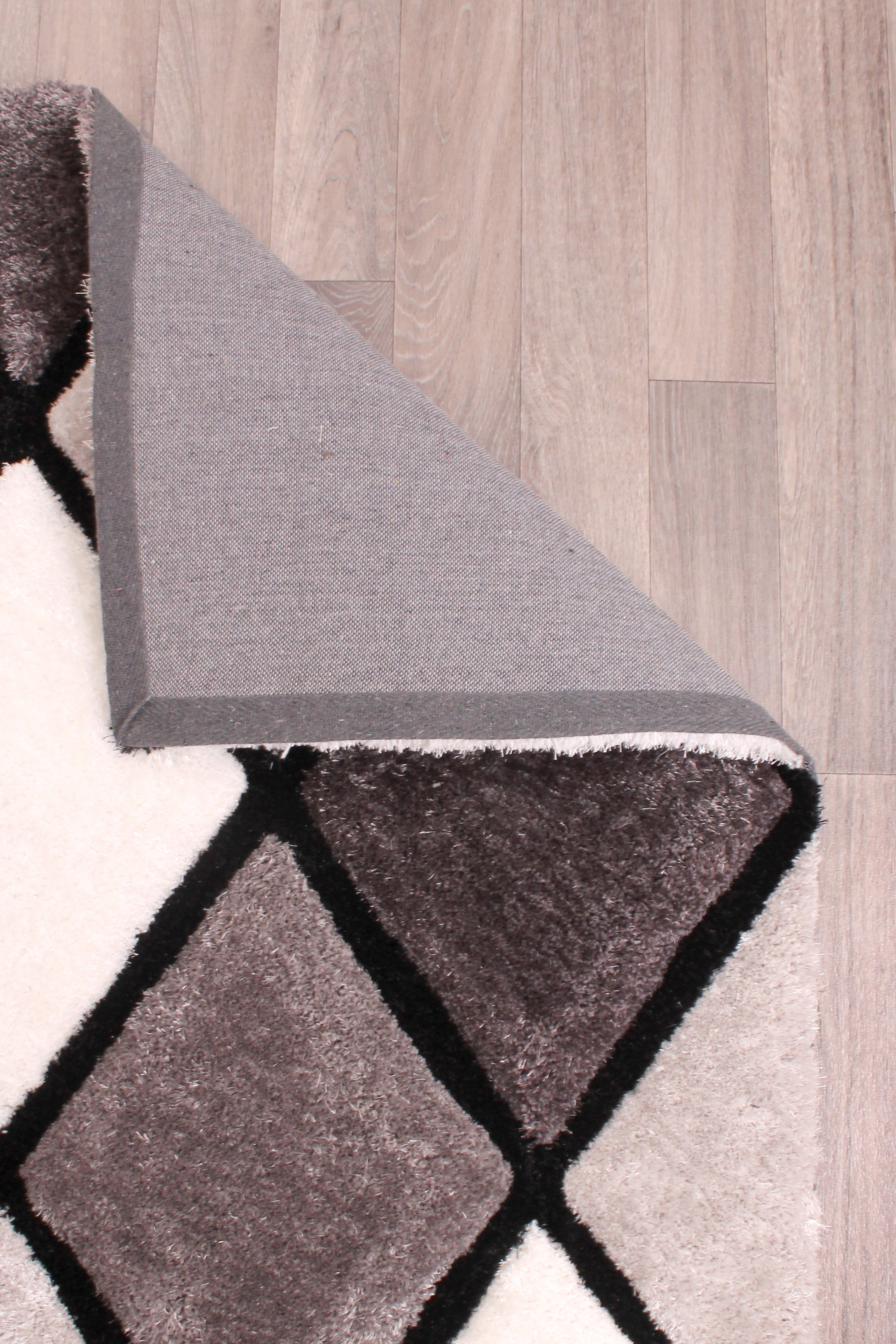 3D Carved Diamond Grey Rug