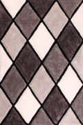 3D Carved Diamond Grey Rug
