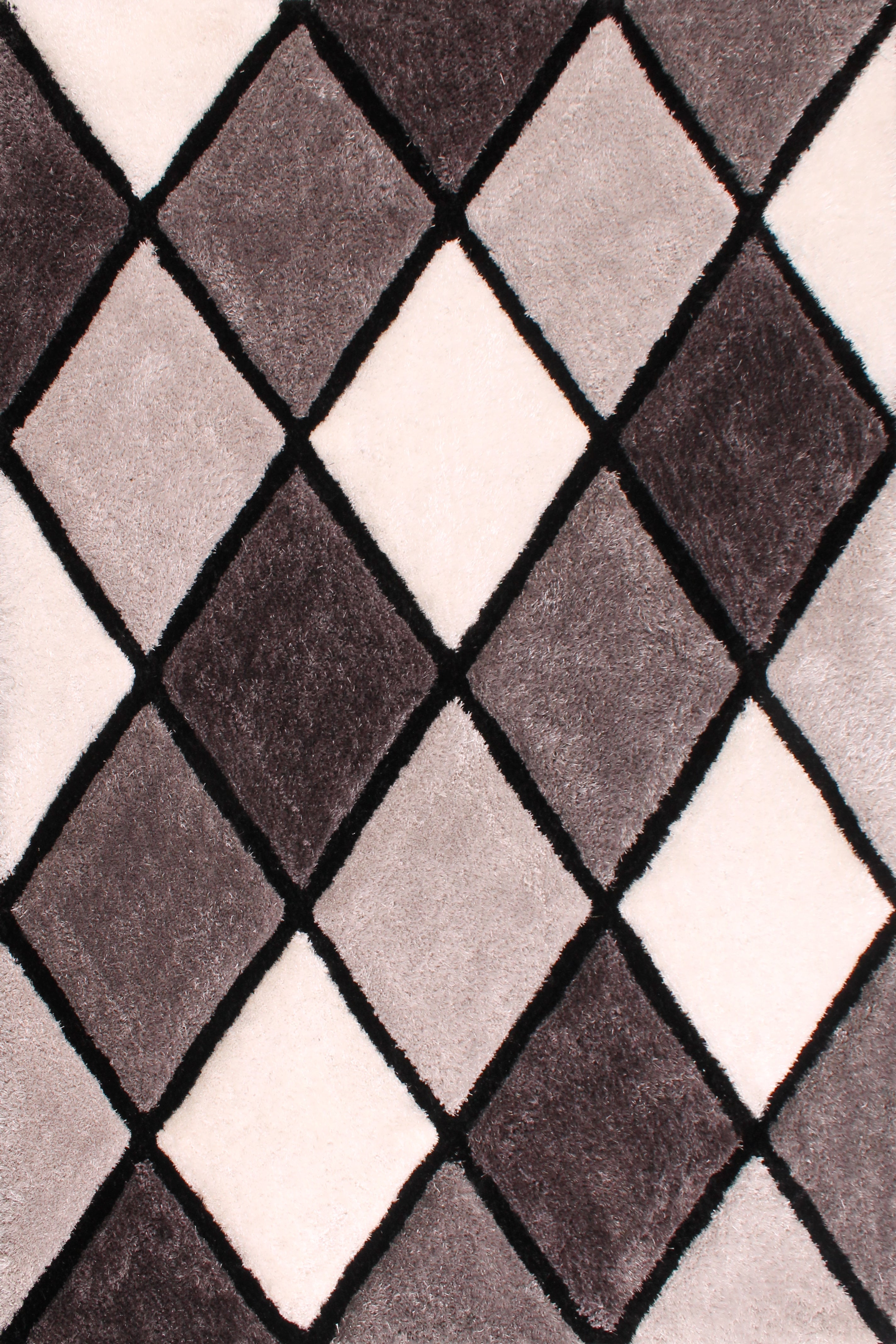 3D Carved Diamond Grey Rug