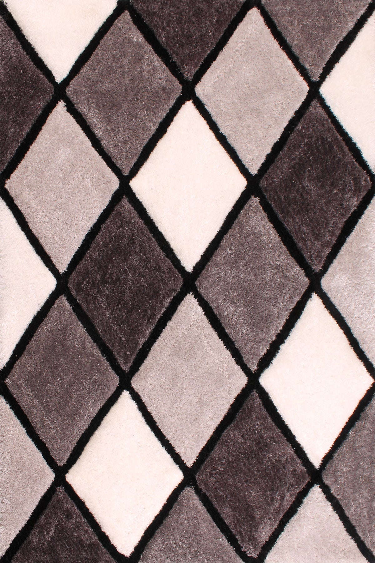 3D Carved Diamond Grey Rug