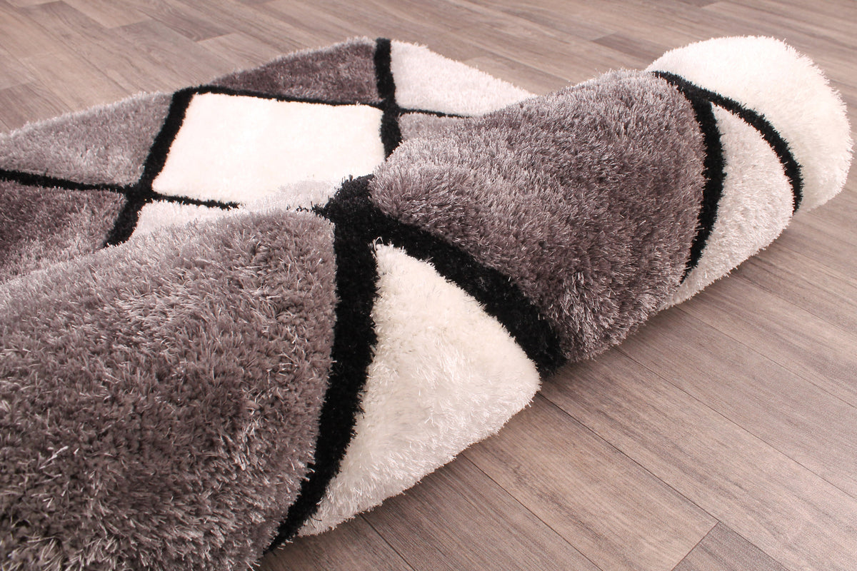 3D Carved Diamond Grey Rug