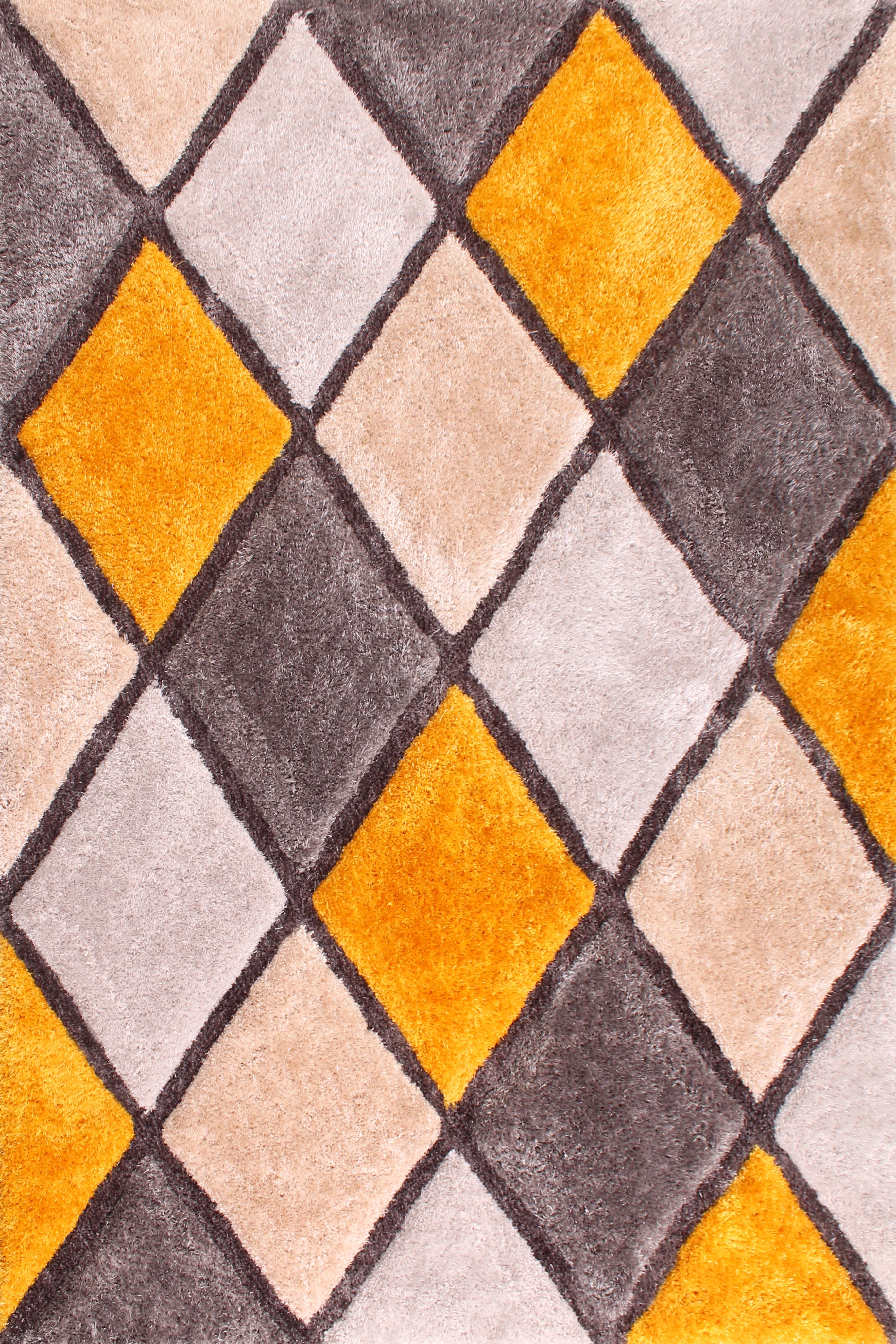 3D Carved Diamond Ochre Rug