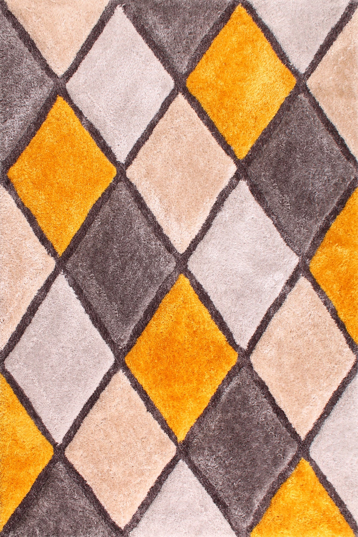 3D Carved Diamond Ochre Rug