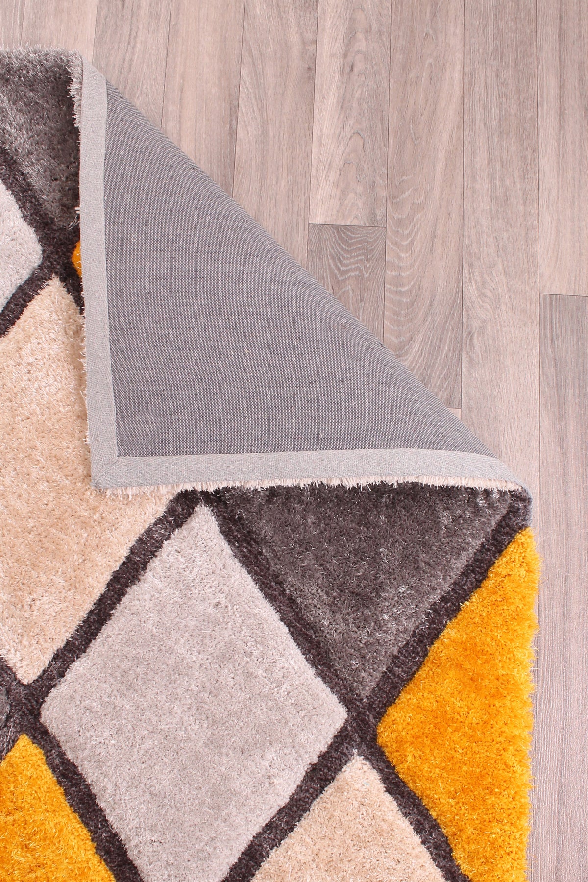 3D Carved Diamond Ochre Rug