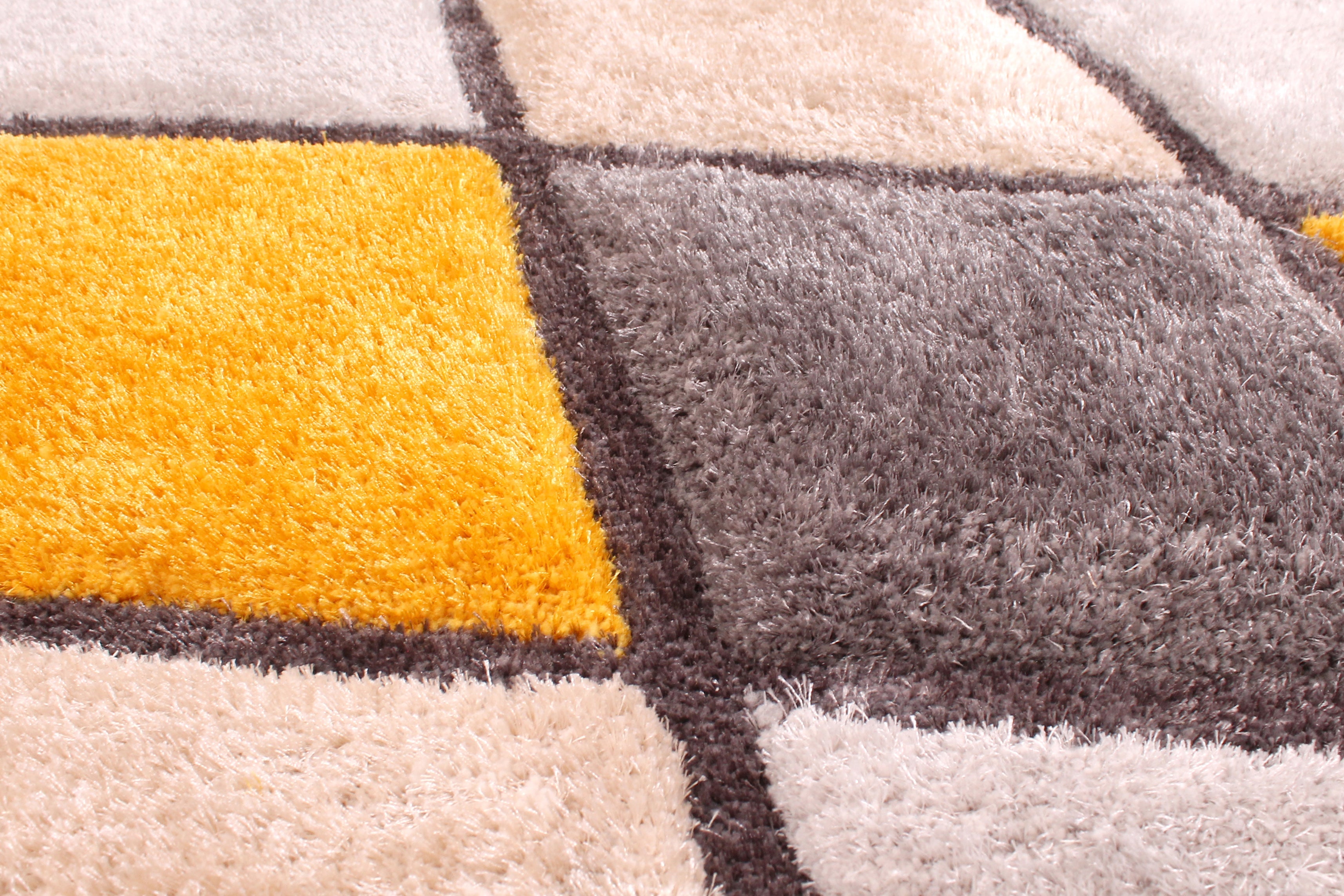 3D Carved Diamond Ochre Rug