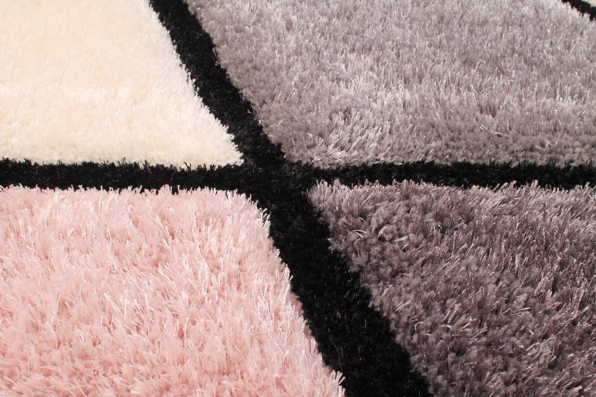 3D Carved Diamond Blush Rug