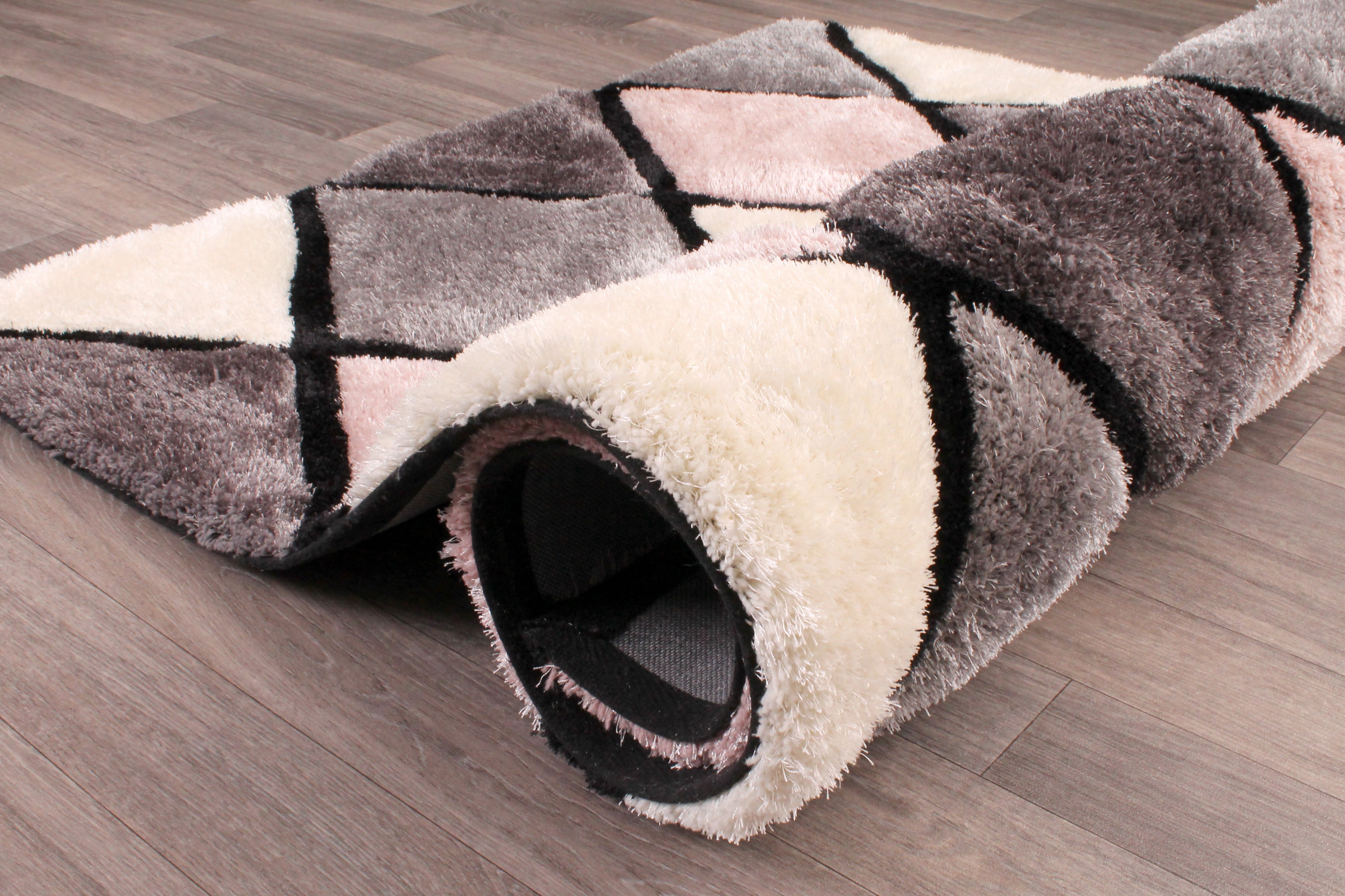 3D Carved Diamond Blush Rug