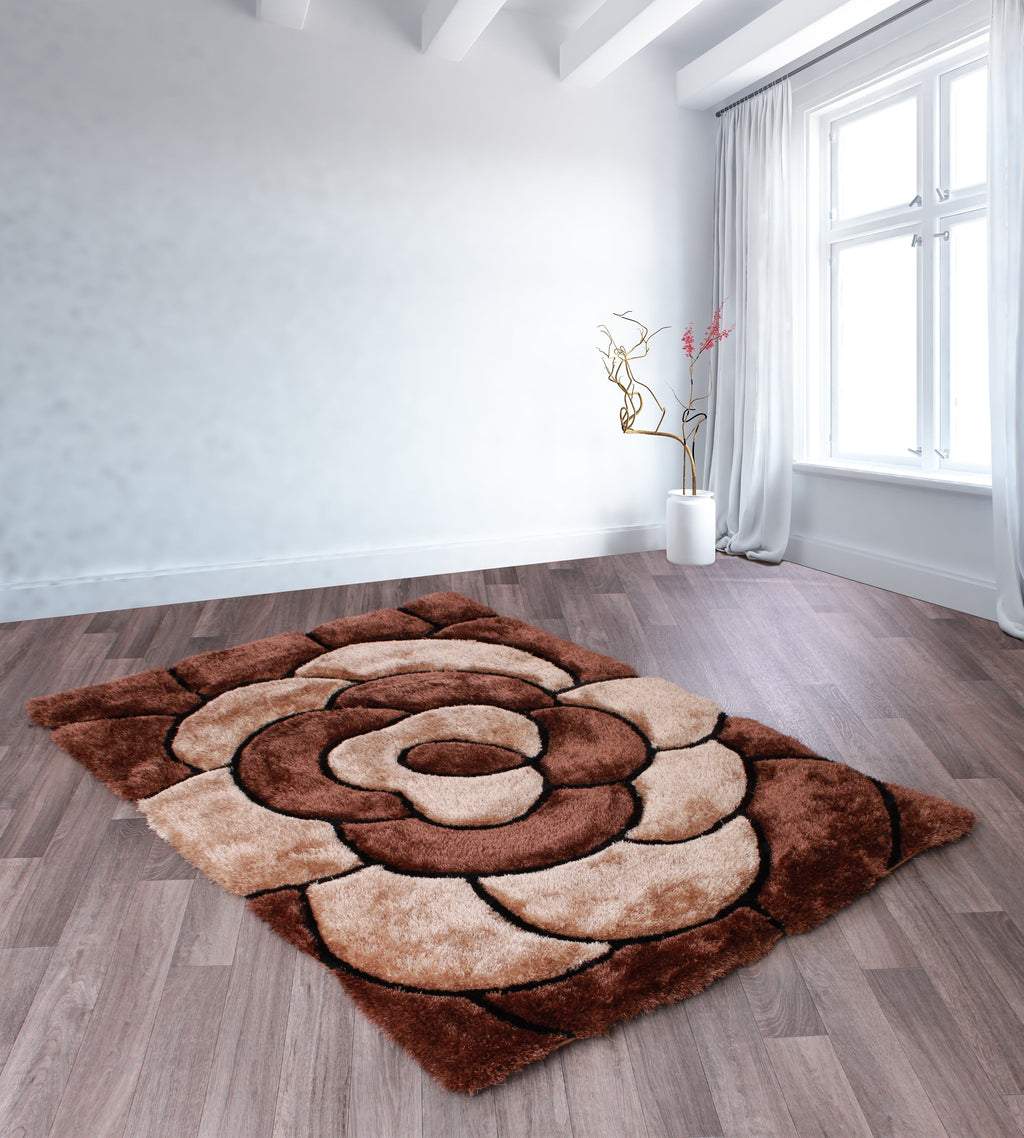 3D Carved Rose Chocolate Rug