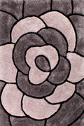 3D Carved Rose Charcoal Rug