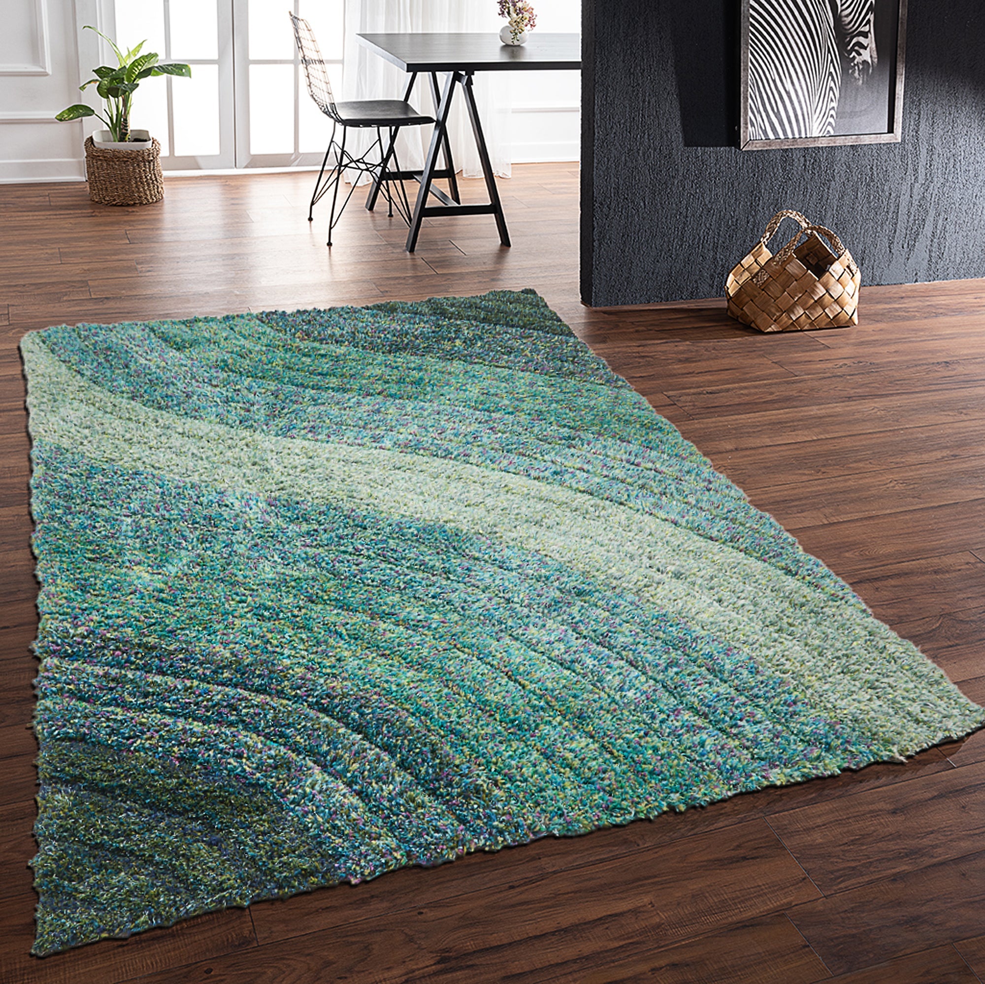 3D Shaggy Lena Blue Rug 160 x 230cm