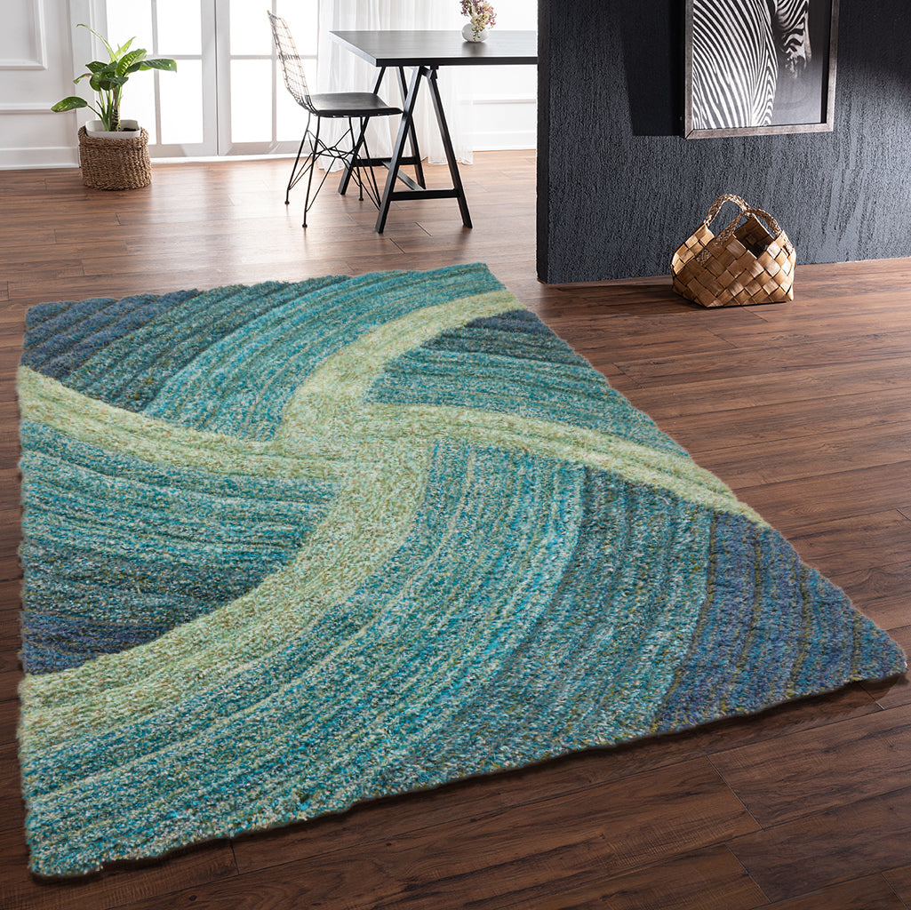 3D Shaggy Stella Blue Rug 160 x 230cm