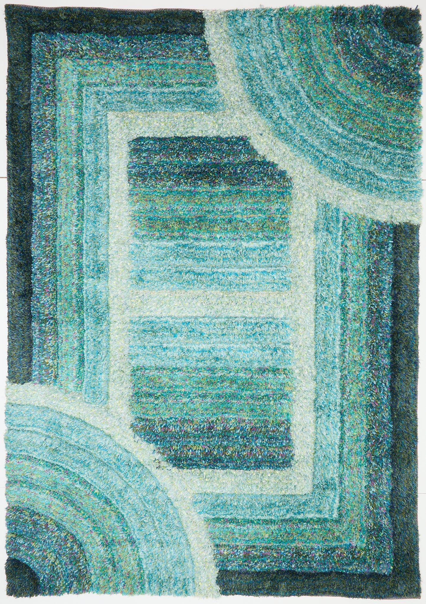 3D Shaggy Trellis Blue Rug 160 x 230cm