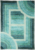 3D Shaggy Trellis Blue Rug
