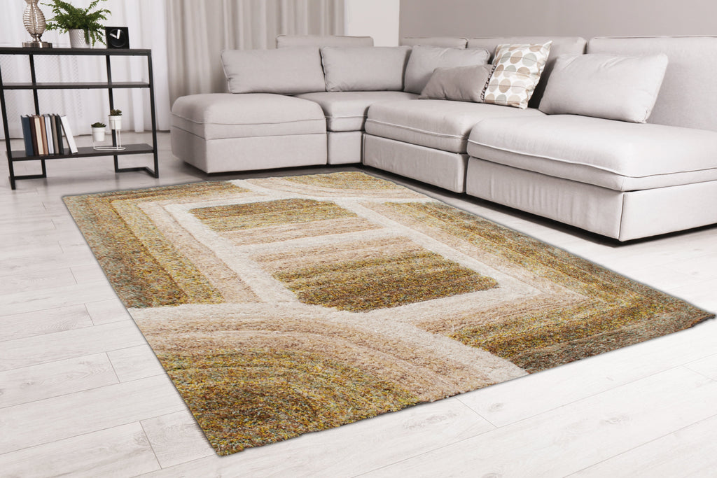 3D Shaggy Trellis Brown Rug 160 x 230cm
