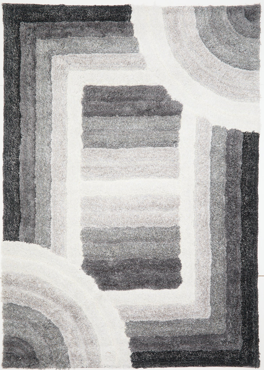 3D Shaggy Trellis Grey Rug 160 x 230cm