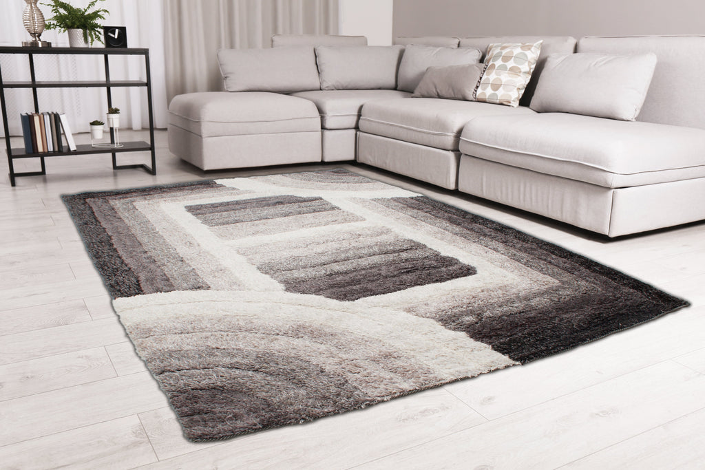 3D Shaggy Trellis Grey Rug 160 x 230cm